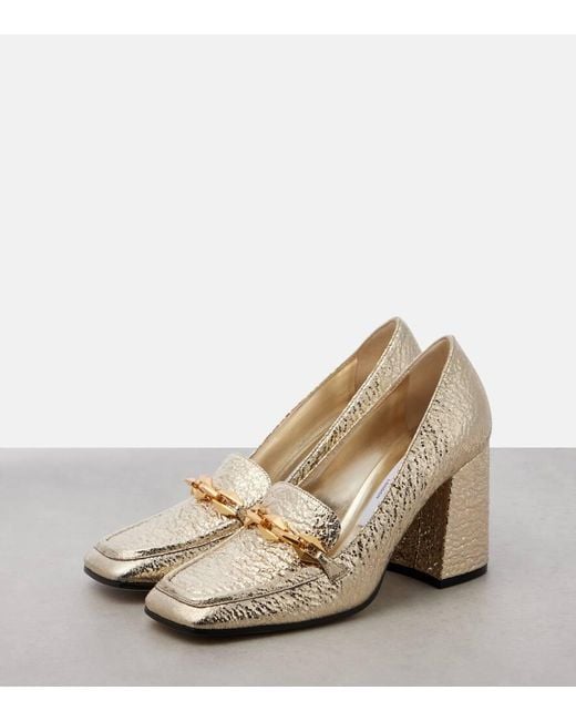 Jimmy Choo Metallic Diamond Tilda 80 Loafer Pumps