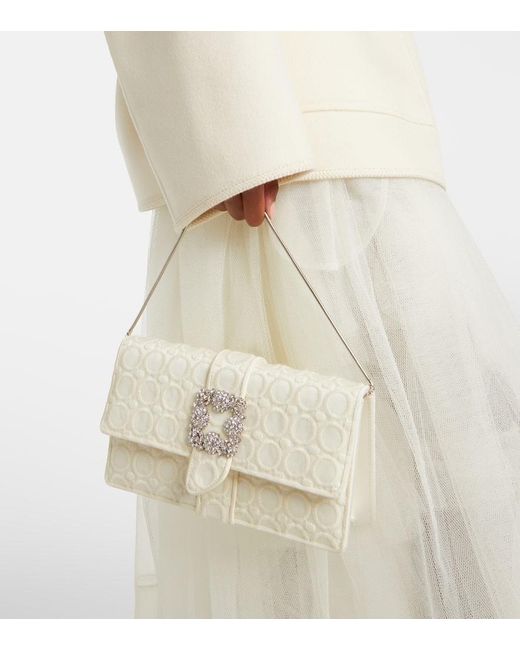 Clutch Capri Con Cristalli di Manolo Blahnik in Natural