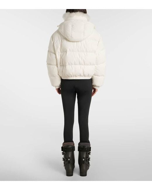 Yves Salomon White Skijacke Doudoune 58 Cm Mit Shearling