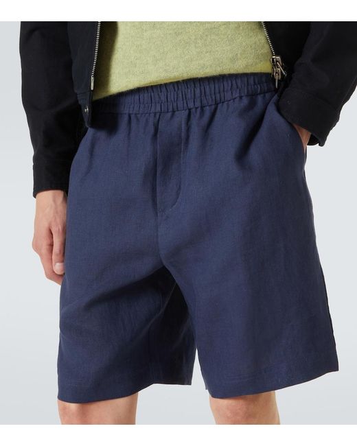Sunspel Blue Linen Shorts for men