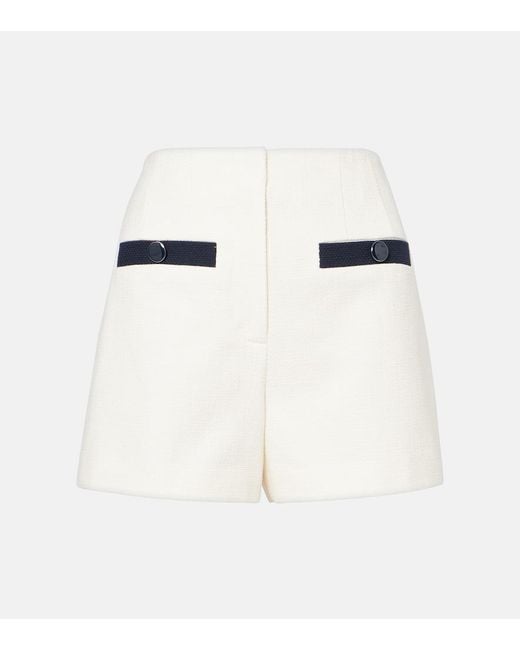 Veronica Beard White Gershwin Cotton-Blend Shorts