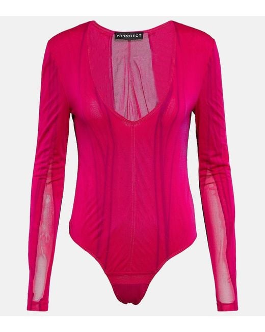 Y. Project Pink Semi-Sheer Bodysuit
