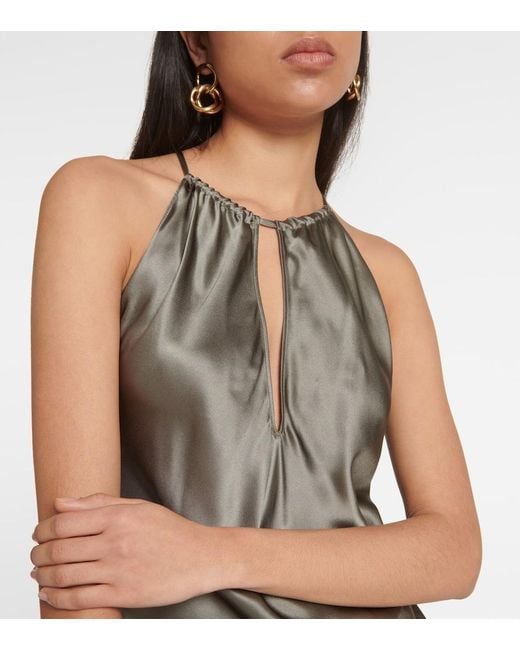 Nili Lotan Green Eglantine Halterneck Silk Midi Dress