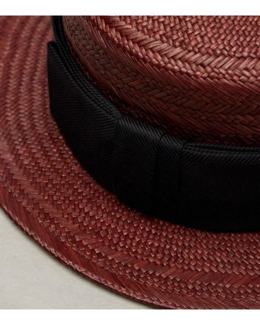 Loro Piana Red Elena Straw Sun Hat