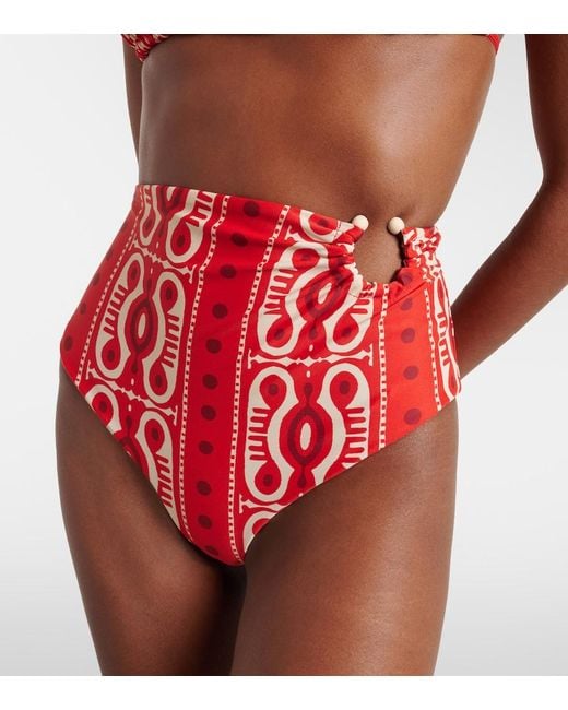 Johanna Ortiz Red Printed Bikini Bottoms