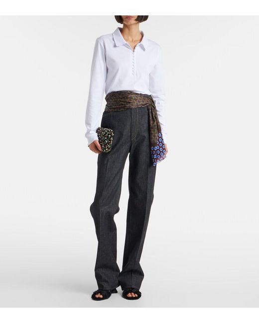 Dries Van Noten White Cotton Jersey Polo Shirt