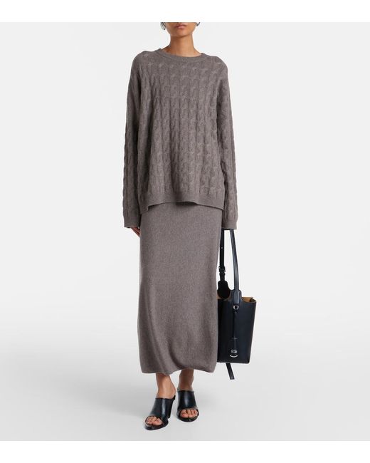 Lisa Yang Brown Seymour Cable-Knit Cashmere Sweater