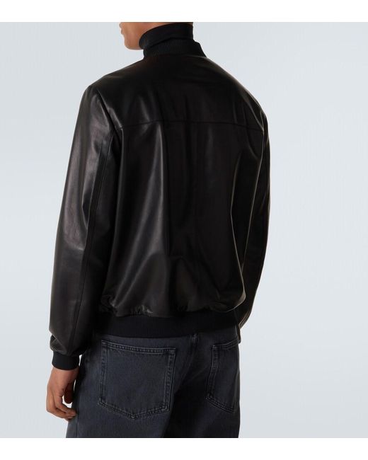 Prada Black Leather Bomber Jacket for men