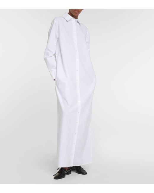 Vestido Camisero Izumi De Popelin De Algodon The Row de color White