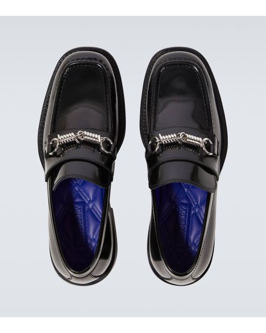 Burberry Black Embellished Leather Loafers for men