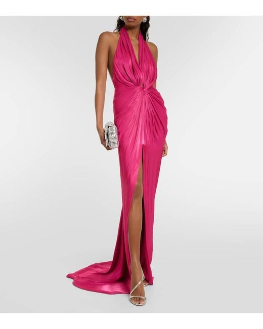 Vestido de fiesta Colette de saten Costarellos de color Pink