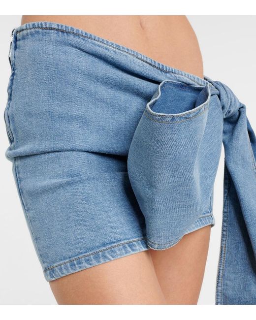Blumarine Blue Bow-Detail Denim Miniskirt