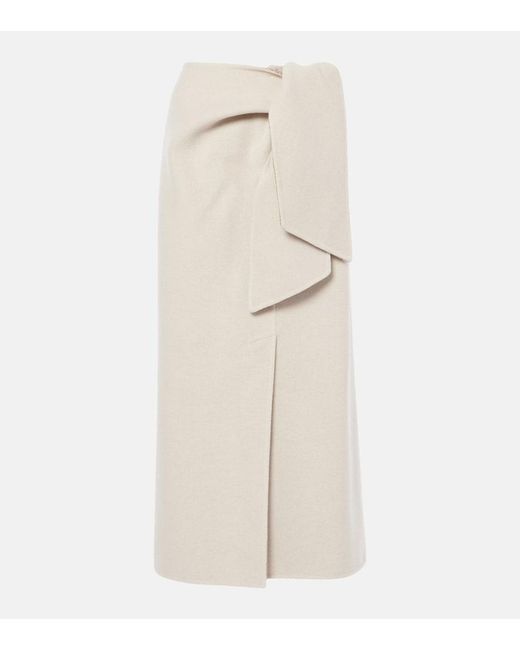 Max Mara Natural Zuppa Wool And Cashmere Wrap Skirt