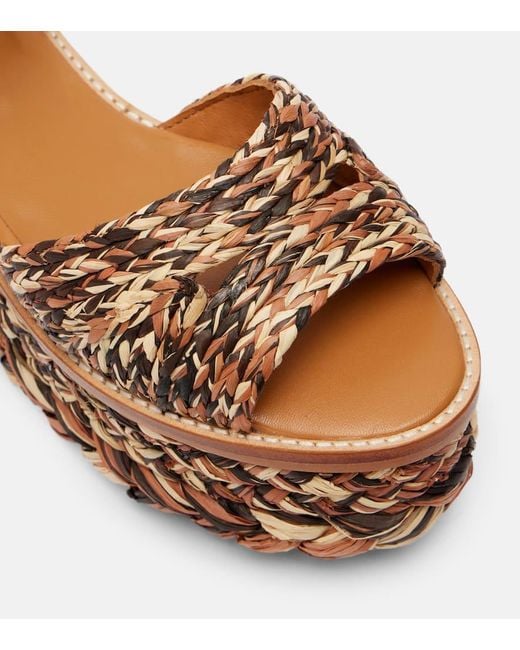 Robert Clergerie Brown Arty Raffia Platform Sandals