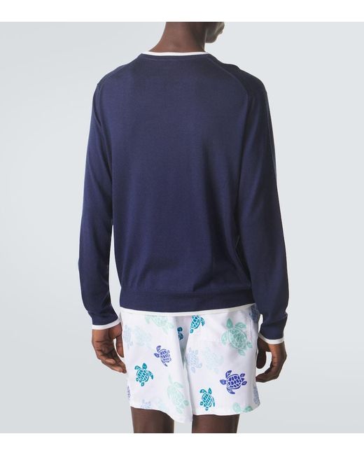 Vilebrequin Blue Cashmere, Wool And Silk Sweater for men