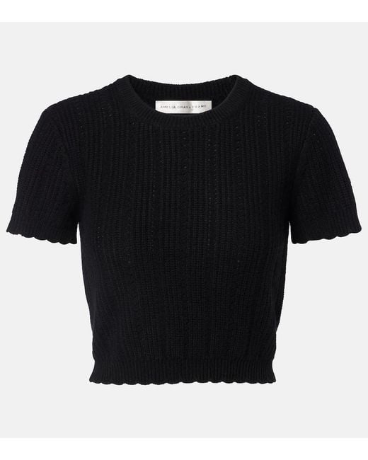 FRAME Black X Amelia The Getaway Cashmere Crop Top