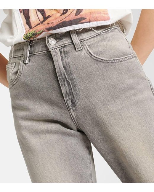 Jeans A Gamba Larga Tess A Vita Alta di 7 For All Mankind in Gray