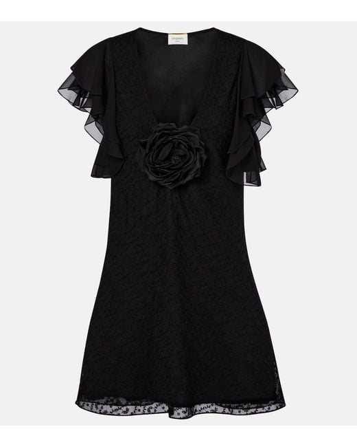 Saint Laurent Black Besticktes Minikleid