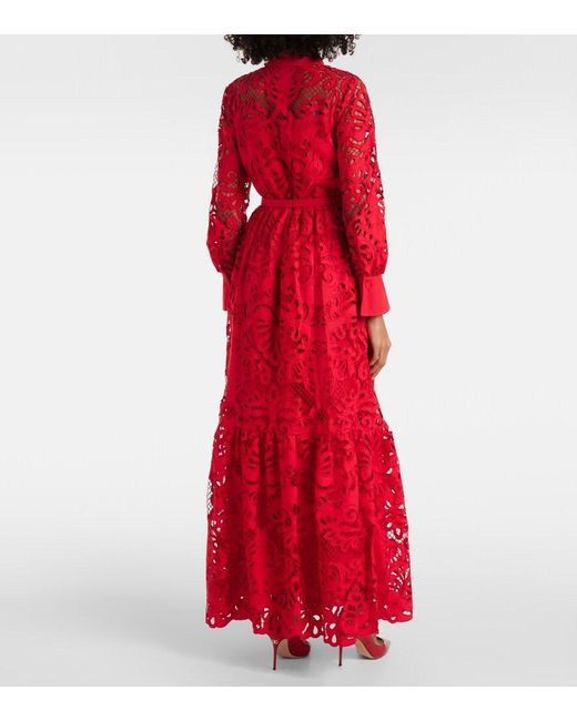 Self-Portrait Red Cotton Lace Gown