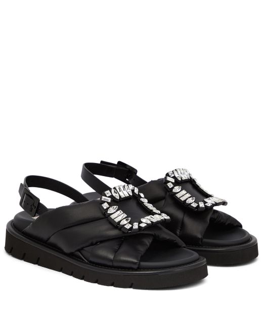 Roger Vivier Rubber Viv' Winter Strass Sandals in Black - Lyst