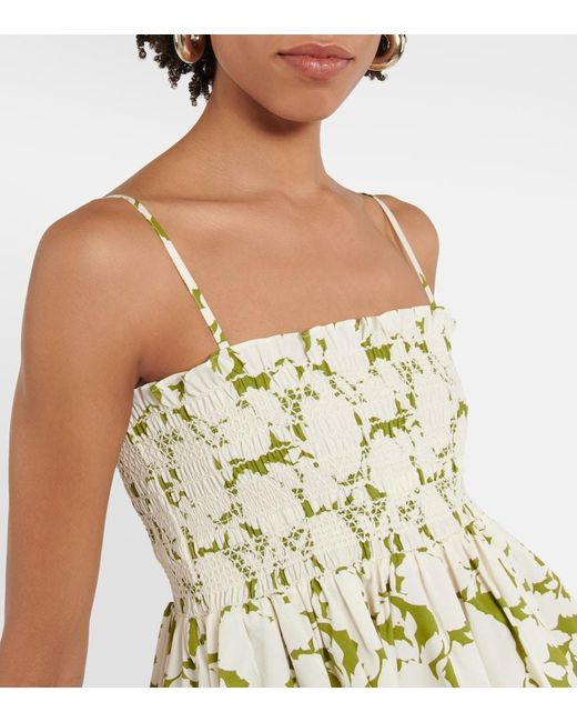 Tory Burch Yellow Floral Cotton Poplin Minidress