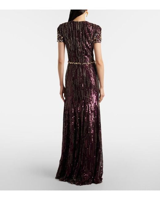 Jenny Packham Purple Ninetta Sequined Gown