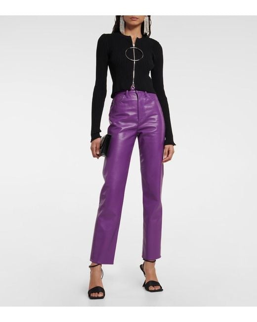 Agolde Purple 90s Pinch High-rise Faux Leather Pants