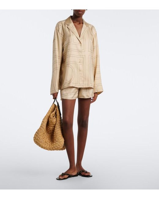 Totême Natural Monogram Silk Shirt