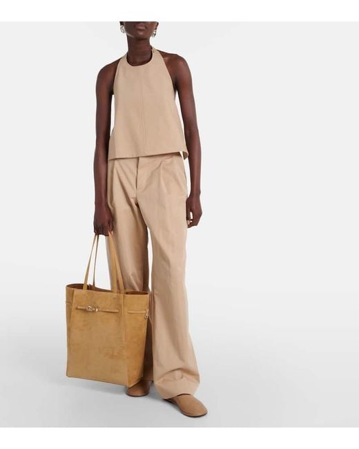 Wardrobe NYC Natural Halterneck Cotton-Blend Drill Top