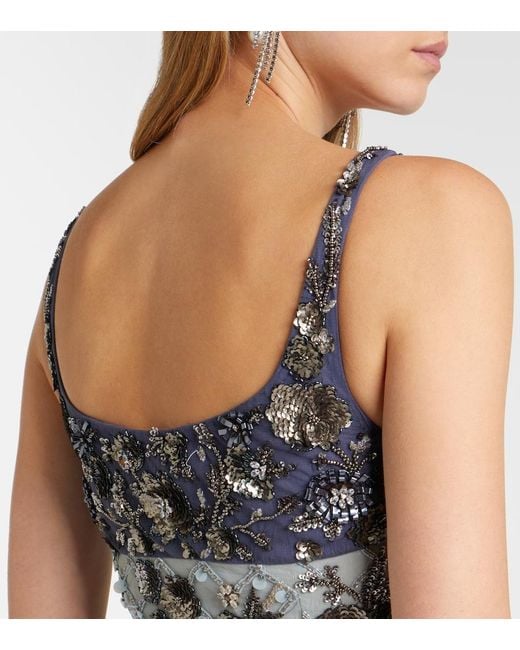 La Fuori Gray Nyx Bloom Aurora Embellished Cocktail Dress