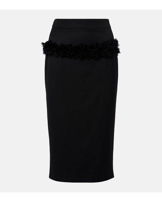 Alexander McQueen Black Bleistiftrock Aus Wolle Mit Spitze