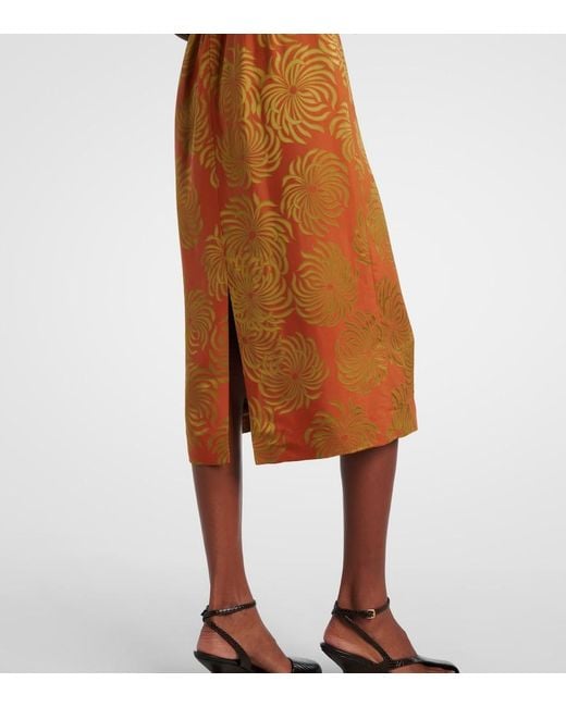 Dries Van Noten Brown Printed Midi Skirt