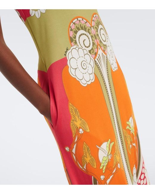 LaDoubleJ Orange Clingy Roy Printed Maxi Dress