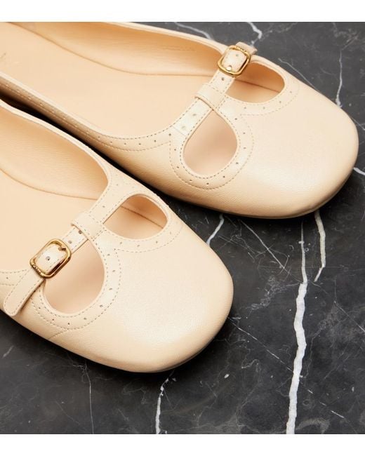 Chloé Natural Misty Leather Ballet Flats