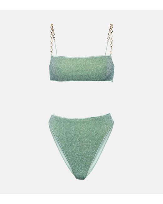 Braga de bikini Lumiere O-Chain de lame Oseree de color Green