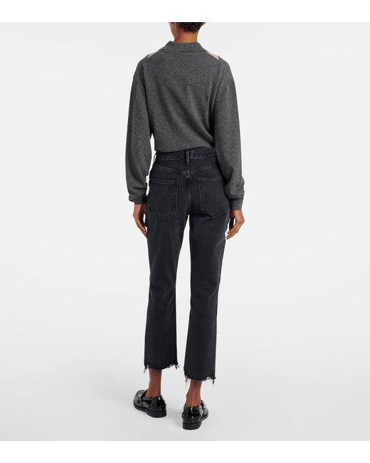 Agolde Blue Riley High-Rise Cropped Straight Jeans