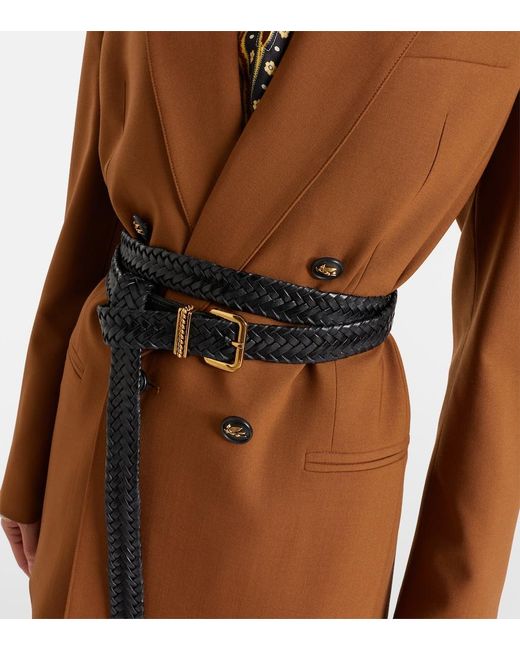 Etro Black Woven Leather Belt