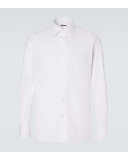 Zegna White Cotton-Blend Poplin Shirt for men