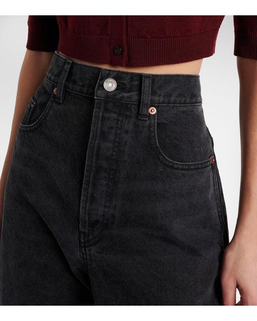 Saint Laurent Black High-Rise Wide-Leg Jeans