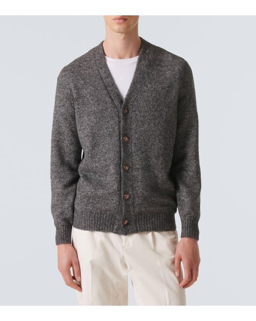 Brunello Cucinelli Gray Alpaca And Cotton-blend Cardigan for men