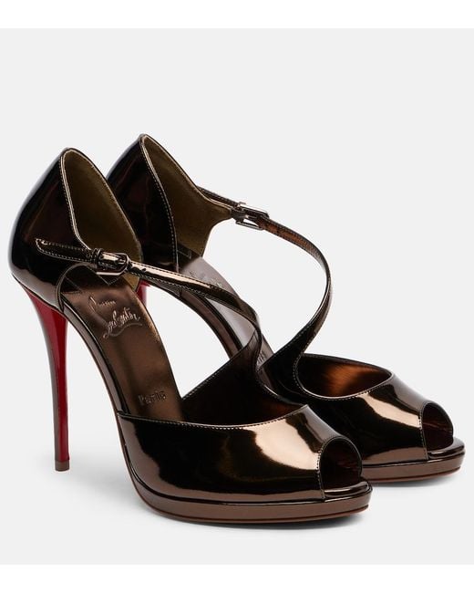 Christian Louboutin Black Miss Zigourata 120 Mirrored Leather Sandals