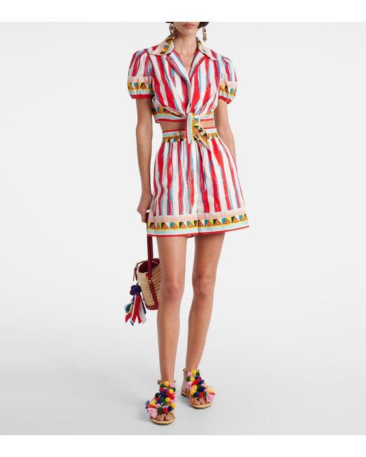 Dolce & Gabbana Red Patterned Cotton Shorts