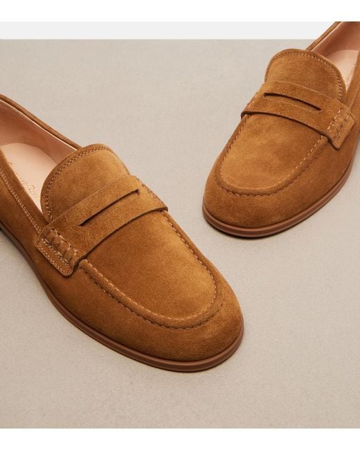 Gianvito Rossi Brown Georgie Suede Penny Loafers