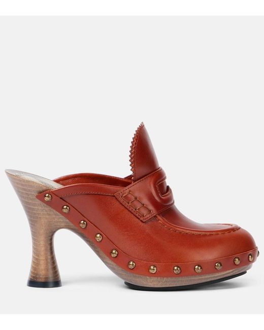 Burberry Red 75 Leather Mules