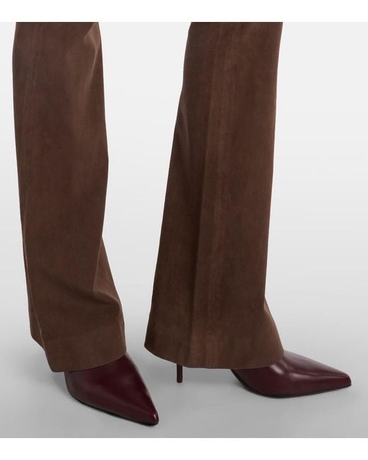 Veronica Beard Brown Gracie High-Rise Suede Flared Pants