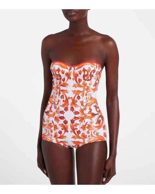 Dolce & Gabbana Red Majolica Swimsuit