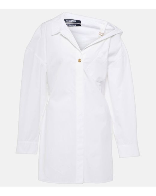 Jacquemus White La Mini Robe Chemise Cotton Shirt Dress