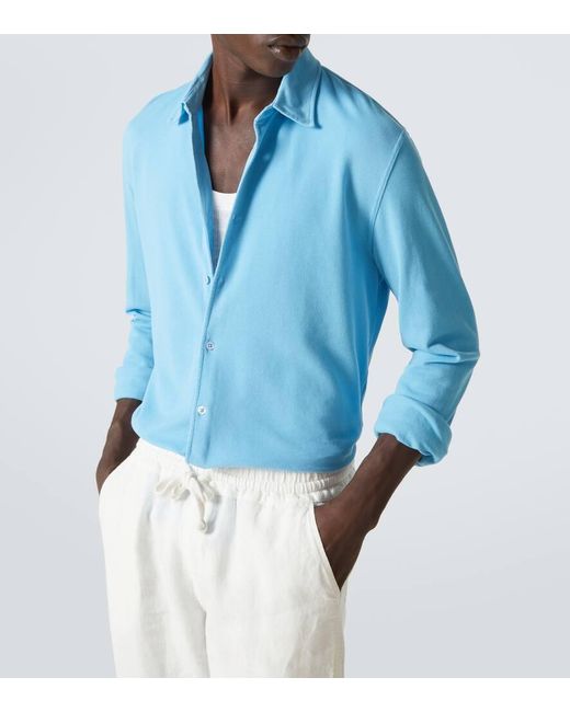 Orlebar Brown Blue Giles Cotton Pique Shirt for men