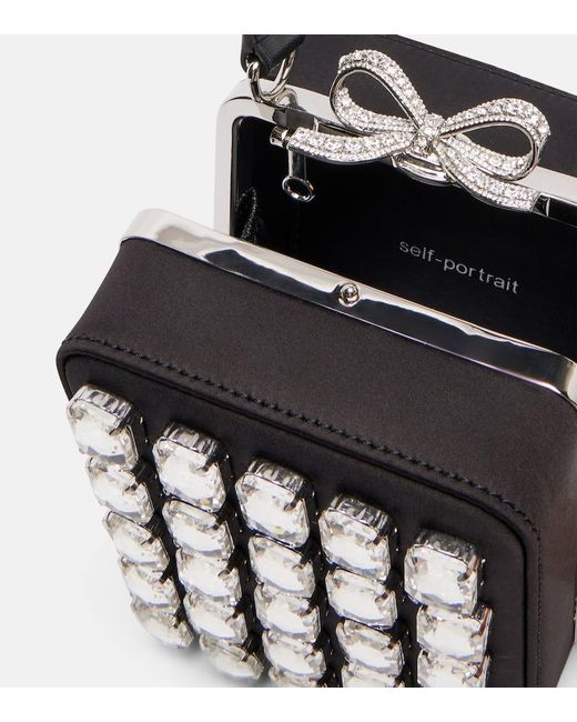 Pochette Micro A Cristaux Self-Portrait en coloris White