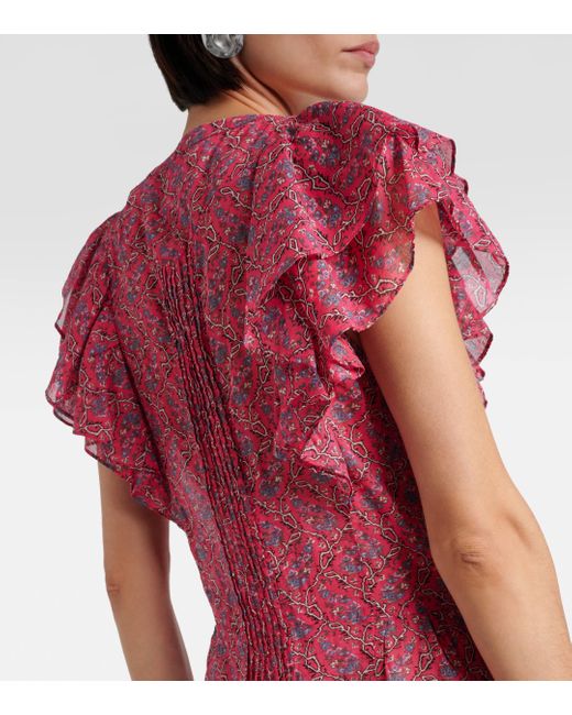 Robe midi Godralia imprimee en coton Isabel Marant en coloris Red